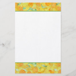 Guld- gul påskliljabrevpapper eller Notepaper Brevpapper