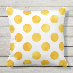 Guld- gul vattenfärgpolka dots kudde