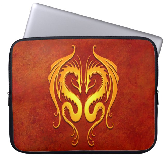 Guld- gula stam- drakar laptop fodral (Framsidan)