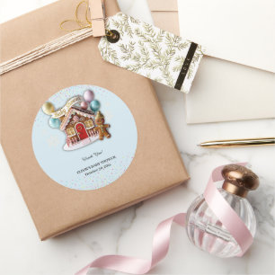 Guld Gulkakshus Baby Shower Runt Klistermärke