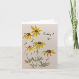 Guld gult brun daisy grönt löv - blank kort