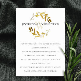 GULD GULT FOLIAGE MONOGRAM JEWELRY CARE-KORT VISITKORT