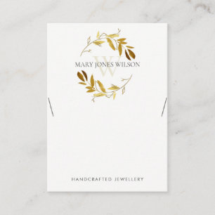 GULD GULT FOLIAGE MONOGRAM NECKLACE VISNING LOGOTY VISITKORT