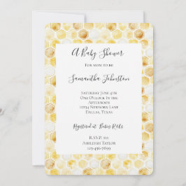 Guld Gult Honeycomb Baby Shower Inbjudningar