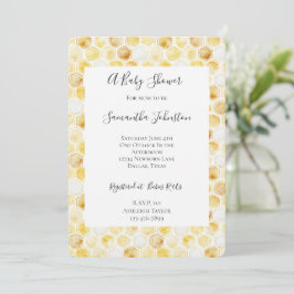 Guld Gult Honeycomb Baby Shower Inbjudningar