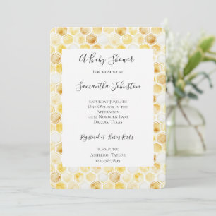 Guld Gult Honeycomb Baby Shower Inbjudningar
