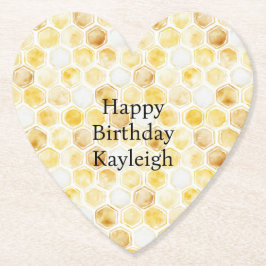 Guld Gult Honeycomb Birthday Underlägg Papper