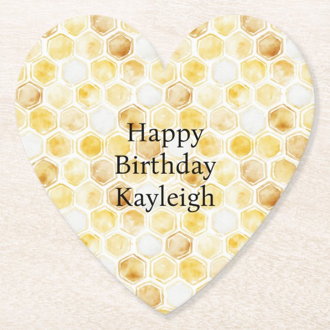 Guld Gult Honeycomb Birthday Underlägg Papper (Framsida)