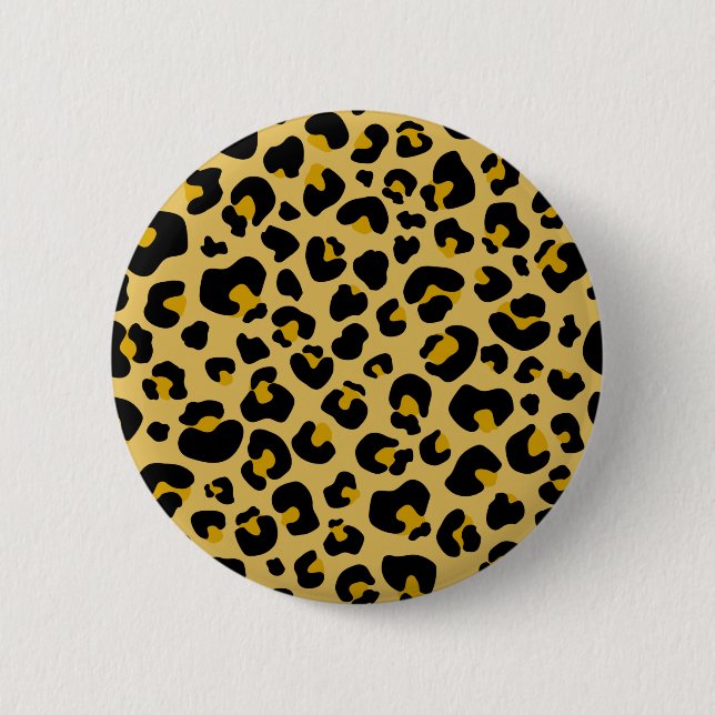 Guld gult Leopard Cheetah Skin Print Mönster Knapp (Framsida)