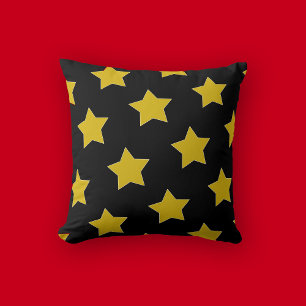 Guld/Gult och svarta stjärnor Kudde