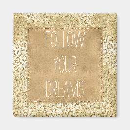 Guld Gult Ombre Glitter Leopard Magnet