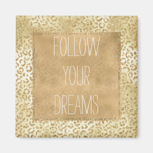 Guld Gult Ombre Glitter Leopard Magnet