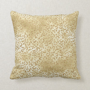 Guld Gult Ombre Glitter Leopard Zebra Kudde