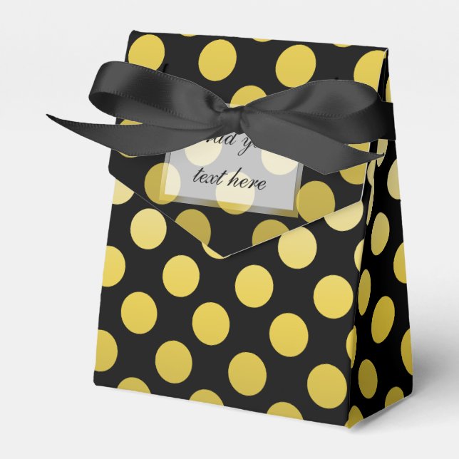 Guld Gult Polka Dot på svart Presentaskar (Framsidan Sidan)