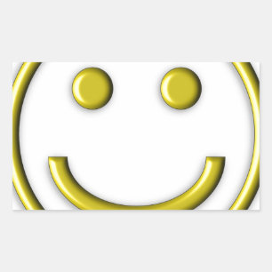 Guld Gult Smiley Smiling Ansikte Emoji Funny Rektangulärt Klistermärke