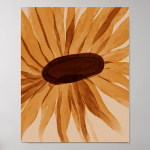 Guld Gult Solros Watercolor Rustic Poster