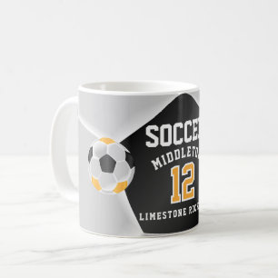 Guld Gult, svart och vit ⚽ idrottare Kaffemugg
