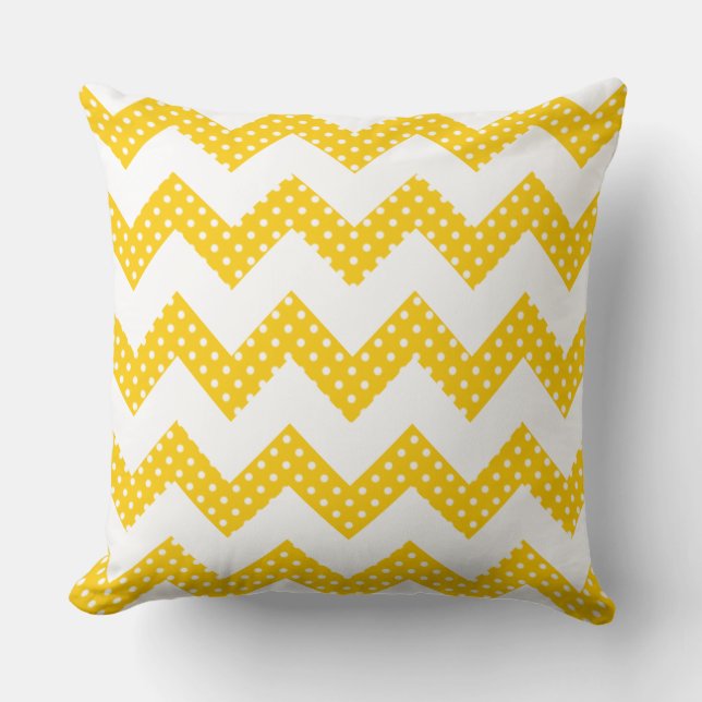 Guld gult vit prit Chevron Decorative Pillow Kudde (Framsida)