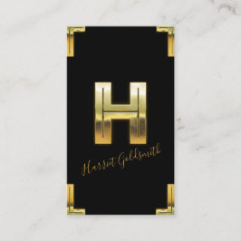 Guld H Initial och Gräns Affärskort Visitkort