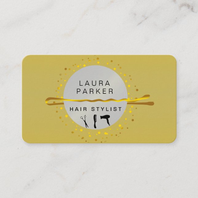 Guld Hair Stylist Makeup Artist Salon Visitkort (Framsida)