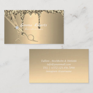 Guld Hairdresser Gradient Glitter Modern Visitkort