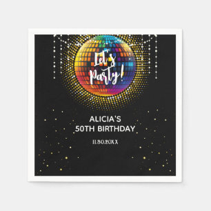 Guld Halftone Disco Boll Låt oss Party födelsedag Pappersservett