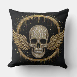 ☠️ Guld Halo Dödskalleemblem För Mörka Stil Gåvor  Kudde
