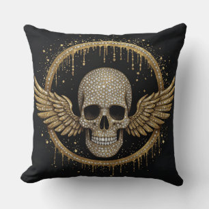 ☠️ Guld Halo Dödskalleemblem För Mörka Stil Gåvor Kudde