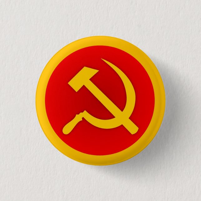 Guld Hammer och Sickle Pin w/Guld Gräns Knapp (Framsida)