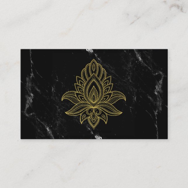 ~ Guld Hamsa Black White Marble Helig Abstrakt Visitkort (Framsida)