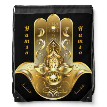 Guld Hamsa Hand Drawstring Backpack