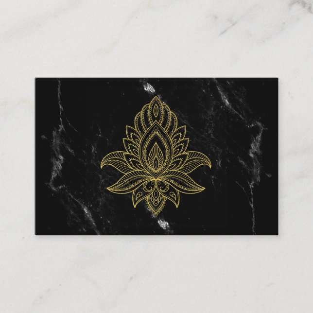 ~ Guld Hamsa White Black Abstrakt Marble Helig Visitkort (Framsida)