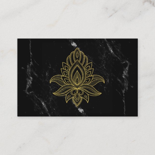 ~ Guld Hamsa White Black Marble Helig Abstrakt Visitkort (Framsida)