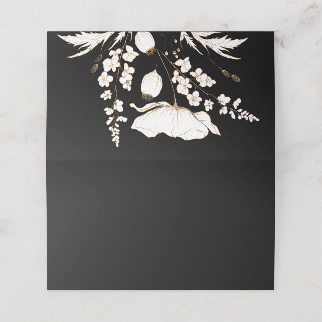 Guld Hand plockade Wildblommor Bröllop Placeringskort (Utvändigt utvikt)