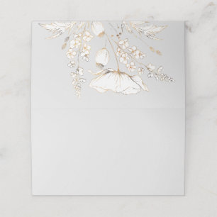 Guld Hand plockade Wildblommor Bröllop Placeringskort