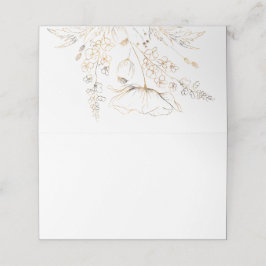 Guld Hand plockade Wildblommor White Bröllop Placeringskort