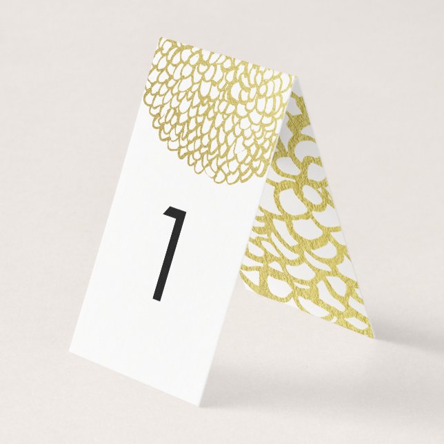 Guld Handdragen Petal Mönster Bröllop Kort (Framsida)