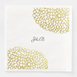 Guld Handdragen Petal Mönster Bröllop Pappersservett
