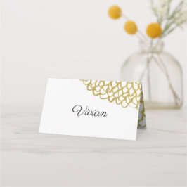 Guld Handdragen Petal Mönster Bröllop Placeringskort