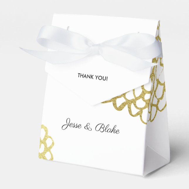 Guld Handdragen Petal Mönster Bröllop Presentaskar (Framsidan Sidan)