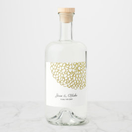 Guld Handdragen Petal Mönster Bröllop Spritflaskor Etikett