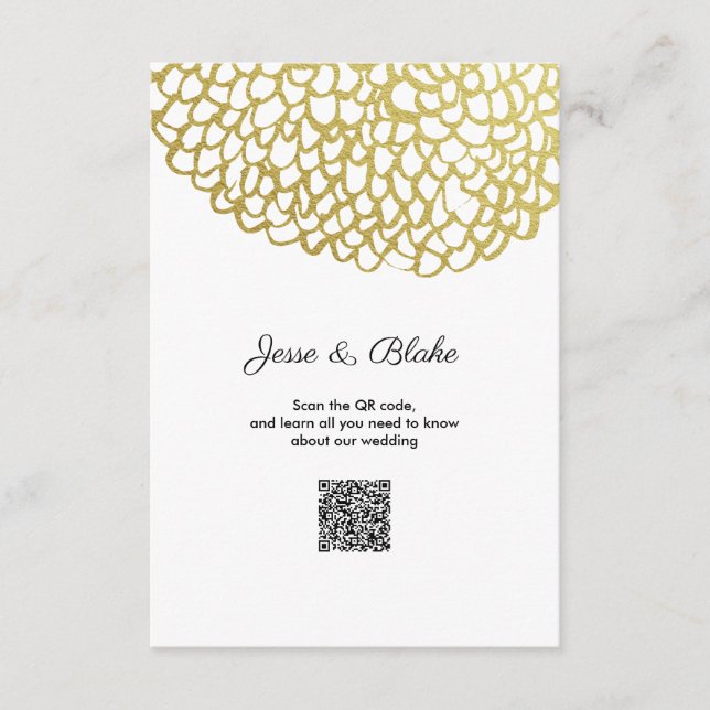 Guld Handdragen Petal Mönster Bröllop Tilläggskort (Framsida)