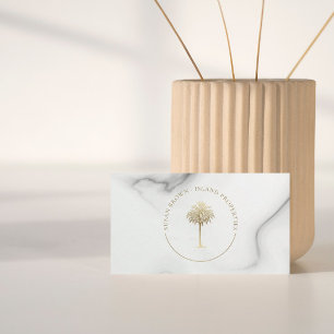 Guld Handflatan Logotyp Träd Marble Mönster Aff Visitkort