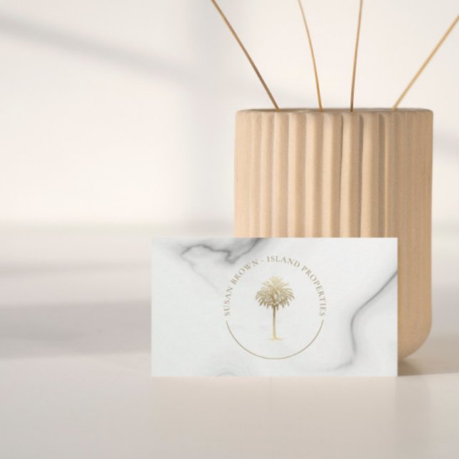 Guld Handflatan Logotyp Träd Marble Mönster Affärs Visitkort (Skapare uppladdad)