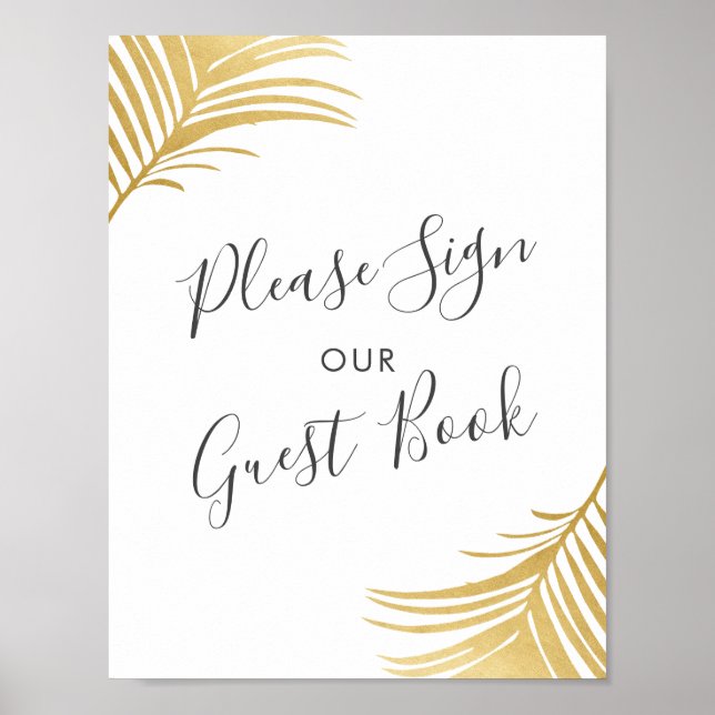Guld Handflatan Löv Beach Wedding Guest Bok Poster (Framsidan)