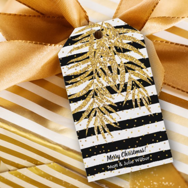 Guld Handflatan på Svarta och vita Rand Presentetikett (Skapare uppladdad)