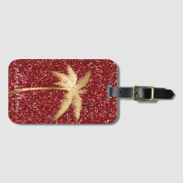 Guld Handflatan Träd Dream Red Glitter Bagagebricka
