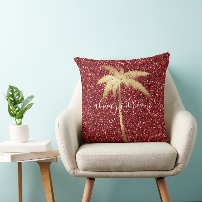 Guld Handflatan Träd Dream Red Glitter Kudde (Stol)