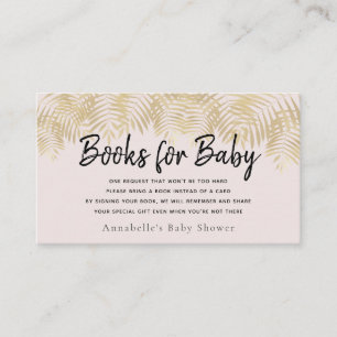 Guld Handflatan Träd Rosa Baby Shower Bok-begäran Visitkort