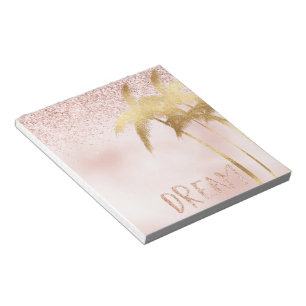 Guld Handflatan Träd Rosa Ombre Glitter Dream Anteckningsblock
